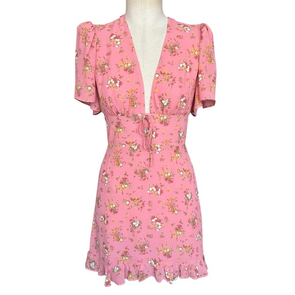 New Reformation Mya Mini Dress in Rosato Pink - Picture 5 of 12